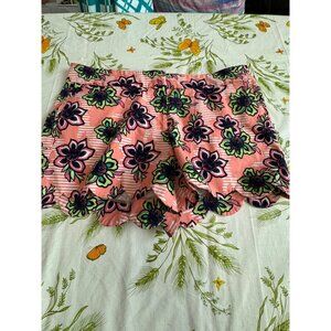 Crown & Ivy Womens Floral Printed Scalloped Hem Shorts Size 14